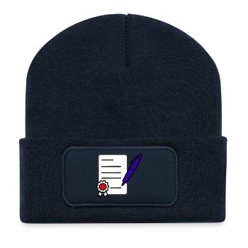 Unterzeichnen Sie einen Vertrag - Recycelte Patch Beanie - French Navy - Vorne