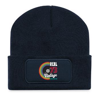 1973 Vintage Birthday Vintage Birthday Party - Recycled Patch Beanie - french navy - Front
