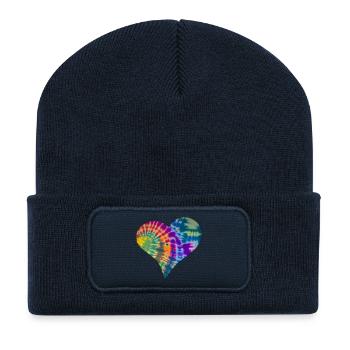 Tie Dye Heart - Recycled Patch Beanie - french navy - Front