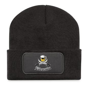 Bier & Piratin = Bieratin - Recycelte Patch Beanie - Dunkelgrau - Vorne