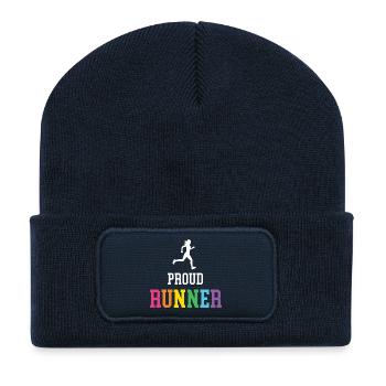 Fier coureur LGBT - Beanie recyclé à patch - bleu marine - Devant