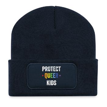 Mois de la fierté LGBT - Protégez les enfants queer - Beanie recyclé à patch - bleu marine - Devant