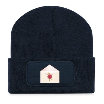 geöffneter Briefumschlag mit Siegel - Recycelte Patch Beanie - French Navy - Vorne
