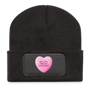 Will you free my Palestine? Sweet Candy Heart - Recycled Patch Beanie - dark grey - Front