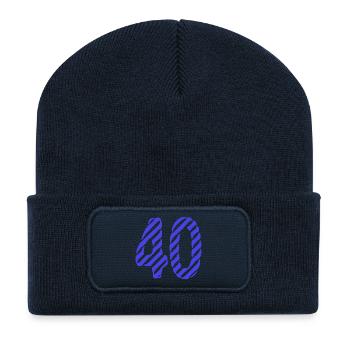 40. 40 ANS. 40e ANNIVERSAIRE. ANNIVERSAIRE 40 ANS. - Beanie recyclé à patch - bleu marine - Devant