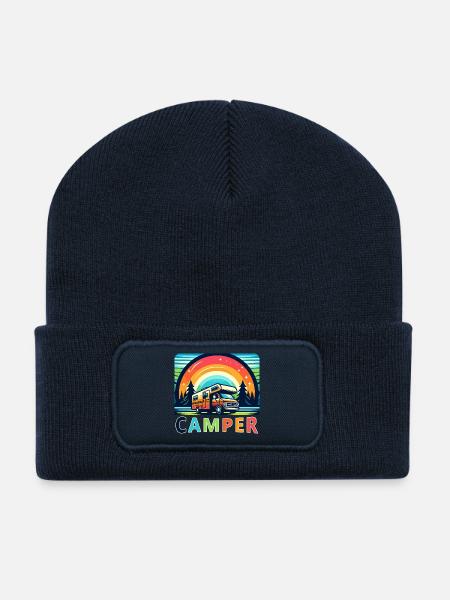 Retro Camper Van Natur Rückzugsort - Recycelte Patch Beanie - French Navy