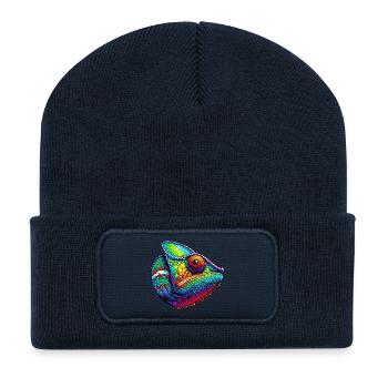 Caméléon - Beanie recyclé à patch - bleu marine - Devant