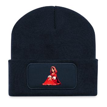 Ded Moroz Snegurotschka russischer Weihnachtsmann - Recycelte Patch Beanie - French Navy - Vorne