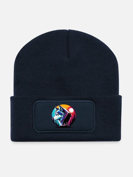 Wolf - Recycelte Patch Beanie - French Navy