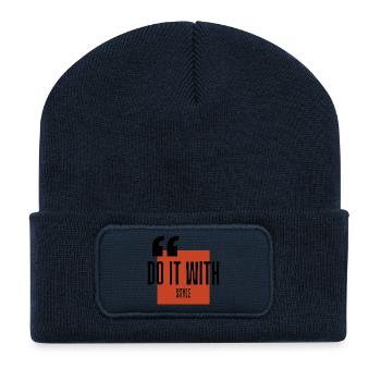 Bit Wit Style Logo - Recycelte Patch Beanie - French Navy - Vorne