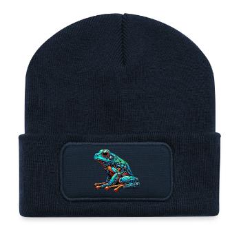 Roboter-Frosch - Recycelte Patch Beanie - French Navy - Vorne
