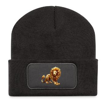 Lion d’or - Beanie recyclé à patch - charbon - Devant