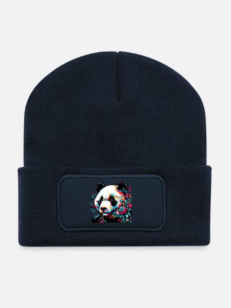 Panda - Recycelte Patch Beanie - French Navy