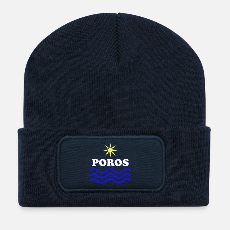 Poros Sun Waves Design - Recycled Patch Beanie - french navy