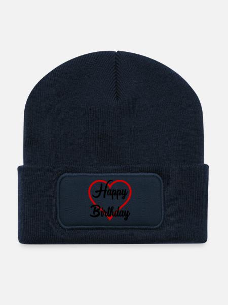 HAPPY BIRTHDAY. JOYEUX ANNIVERSAIRE. ANNIVERSAIRE. - Beanie recyclé à patch - bleu marine