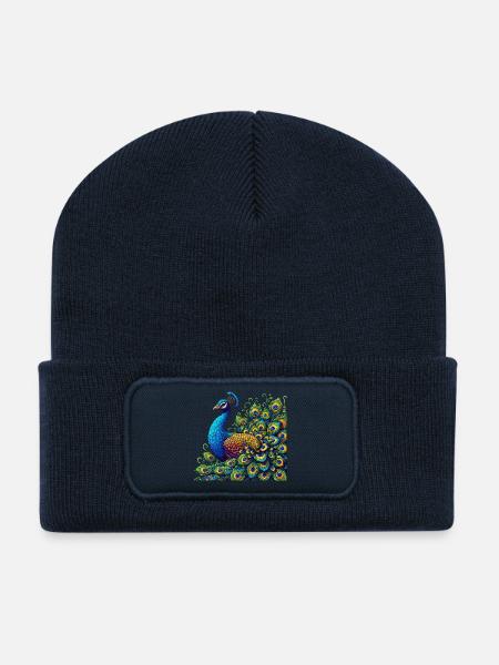 Paon - Beanie recyclé à patch - bleu marine