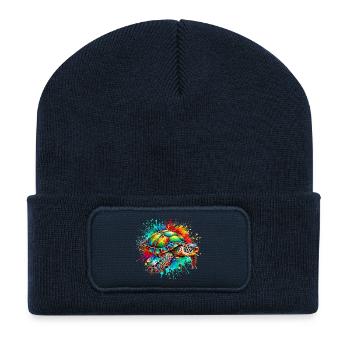 Tortue - Beanie recyclé à patch - bleu marine - Devant