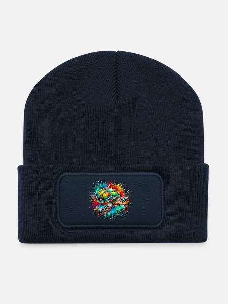 Schildkröte - Recycelte Patch Beanie - French Navy
