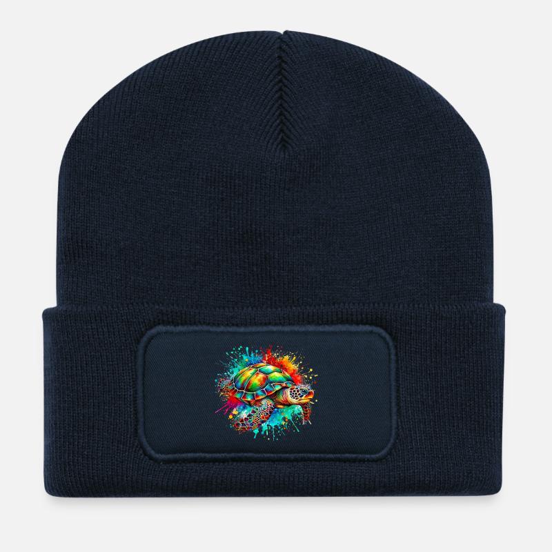 Schildkröte - Recycelte Patch Beanie - French Navy