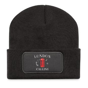 London is calling, England, red phone booth - Recycled Patch Beanie - dark grey - Front