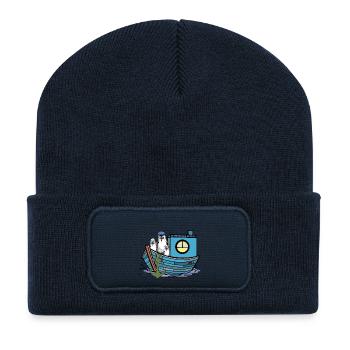 Möwen Matrosen Fischer Boot Seemänner Boote - Recycelte Patch Beanie - French Navy - Vorne