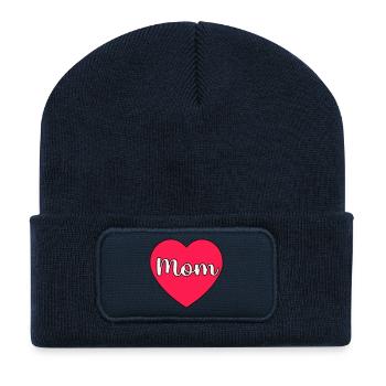 Coeur de maman - Beanie recyclé à patch - bleu marine - Devant