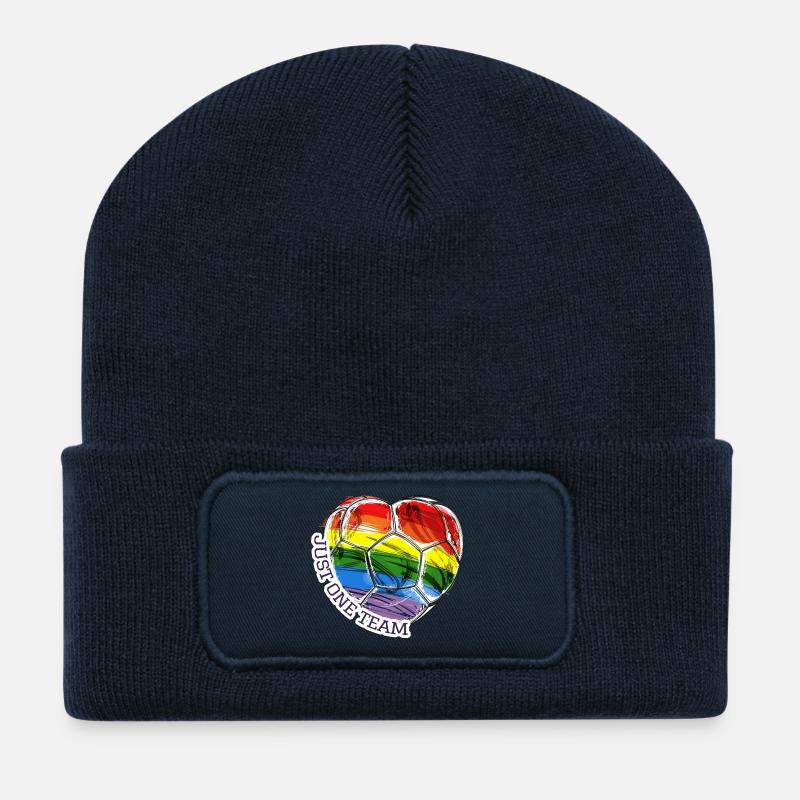 Rainbow Pride Fußball Herz One Team - Recycelte Patch Beanie - French Navy