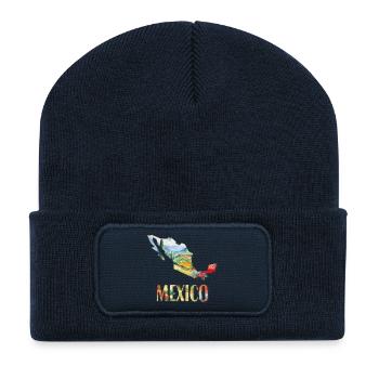 Watercolor Map of Mexico - Recycled Patch Beanie - french navy - Front