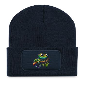 Gecko - Beanie recyclé à patch - bleu marine - Devant