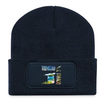 Aquarell Landkarte Trinidad und Tobago - Recycelte Patch Beanie - French Navy - Vorne