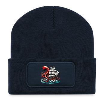 Krake - Recycelte Patch Beanie - French Navy - Vorne