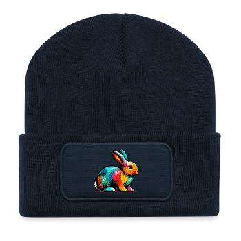 Kaninchen - Recycelte Patch Beanie - French Navy - Vorne