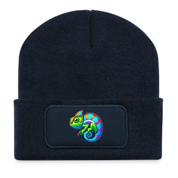Caméléon - Beanie recyclé à patch - bleu marine - Devant