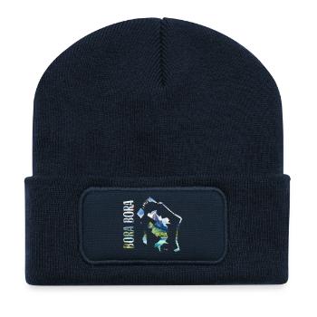 Carte à l’aquarelle Bora Bora - Beanie recyclé à patch - bleu marine - Devant