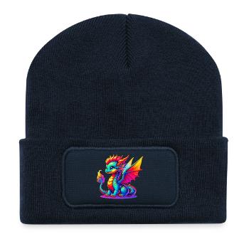 Drache - Recycelte Patch Beanie - French Navy - Vorne