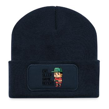 Pixel Art Gamer Lifestyle Design - Beanie recyclé à patch - bleu marine - Devant
