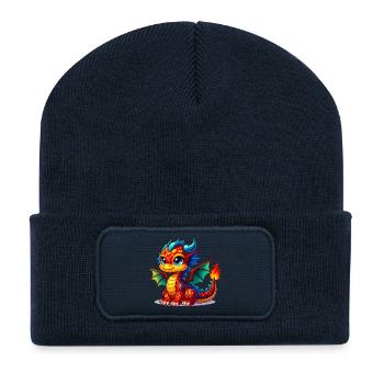 Drache - Recycelte Patch Beanie - French Navy - Vorne