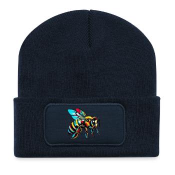 Biene - Recycelte Patch Beanie - French Navy - Vorne