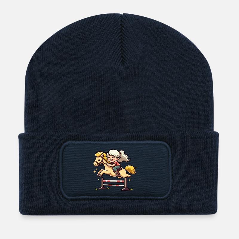Kinder Pferde Sport - Recycelte Patch Beanie - French Navy