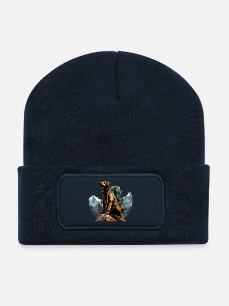 Hund Bergsteiger / Wandern Hunde - Recycelte Patch Beanie - French Navy
