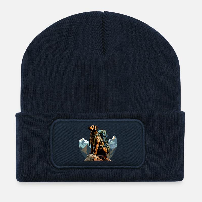 Hund Bergsteiger / Wandern Hunde - Recycelte Patch Beanie - French Navy