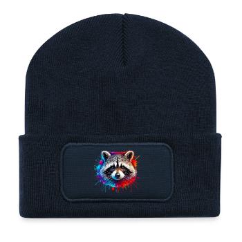 Raton laveur - Beanie recyclé à patch - bleu marine - Devant