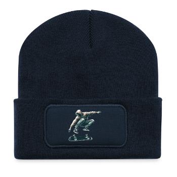 Patineur - Beanie recyclé à patch - bleu marine - Devant
