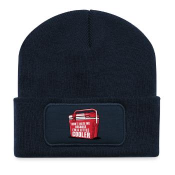 Funny Cooler Pun "A Little Cooler" - Recycled Patch Beanie - french navy - Front