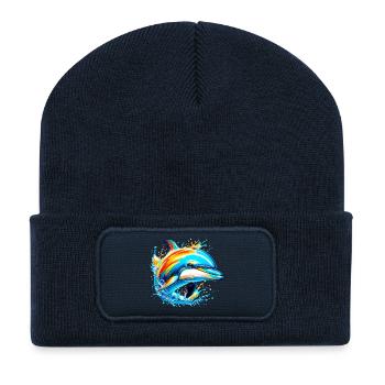 Dauphin - Beanie recyclé à patch - bleu marine - Devant