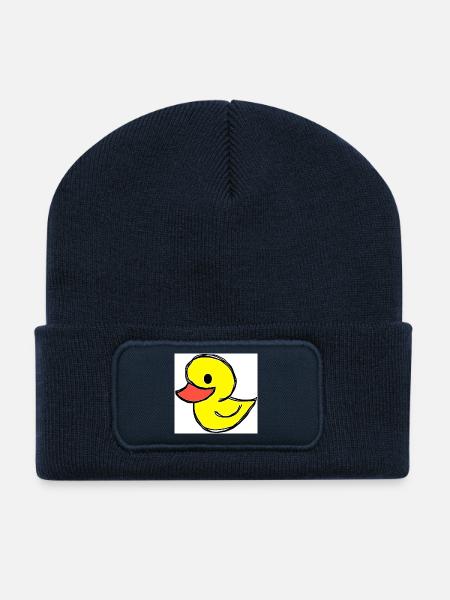 Fröhliches Entenküken Cartoon - Recycelte Patch Beanie - French Navy