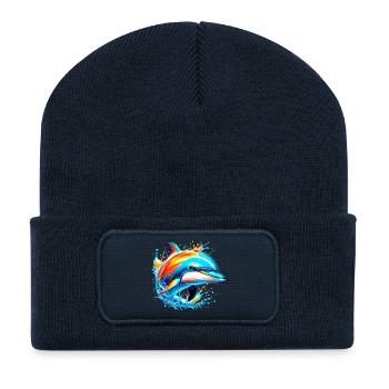Dauphin - Beanie recyclé à patch - bleu marine - Devant