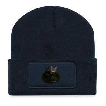 Two cats cuddling - Recycled Patch Beanie - french navy - Front
