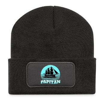 Papa Papitän Capitaine avec motif de navire - Beanie recyclé à patch - charbon - Devant