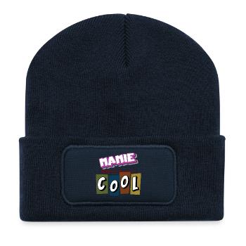 Mamie just cool - Beanie recyclé à patch - bleu marine - Devant